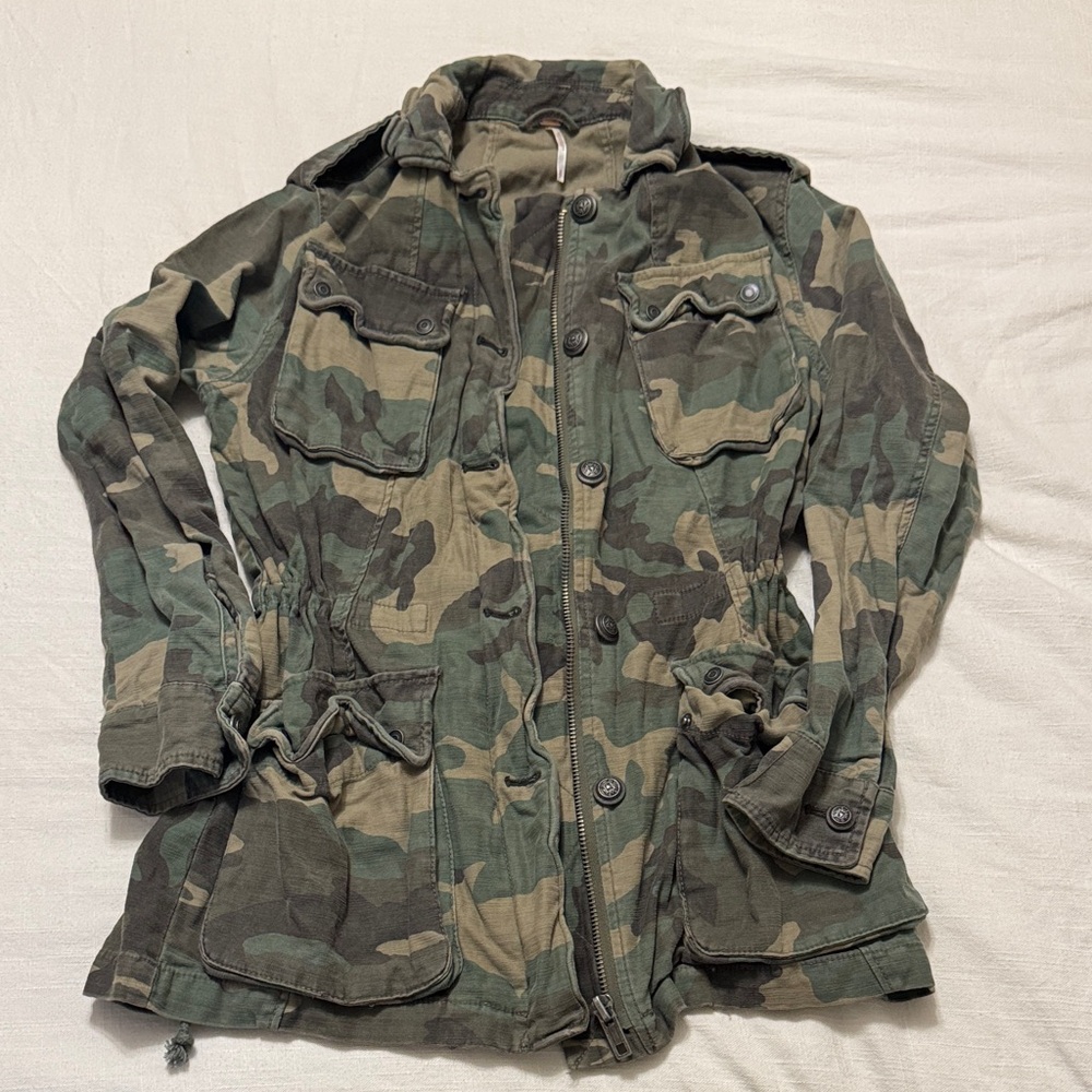 Free People Green Camouflage Utility Jacket
